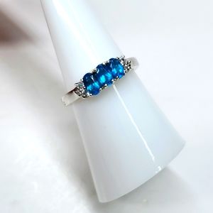 Malgache Neon Apatite & White Zircon Platinum over Sterling Silver Ring 7